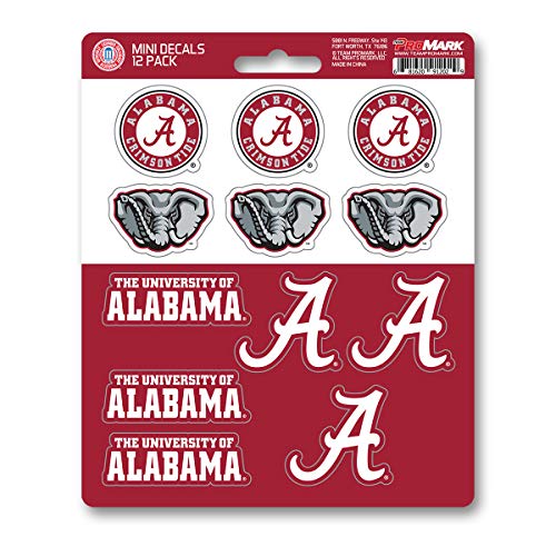 FANMATS 61148 Alabama Crimson Tide 12 Count Mini Decal Sticker Pack