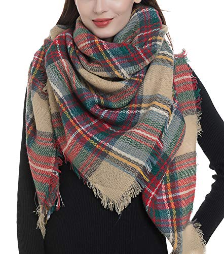 Dimore Trendy Plaid Blanket Scarf Women Big Oversized Long Scarves Warm Winter Tartan Checked Shawl Wrap Scarf Gift For Women