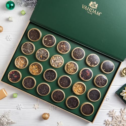VAHDAM, Christmas Tea Gift Set 2023 (7.06oz/200g) 24 Unique Loose Leaf Teas - Luxury Gift Box | Christmas 2023 Gift for Adults | Gifts for Women & Men