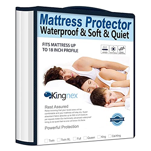 Cooling Bamboo Viscose Twin XL Mattress Protector Waterproof Ultra Soft Matressprotector for College Dorm Room Extra Long Twin Bed Noiseless Smooth Top Fitted Cover with Stretchy Pocket