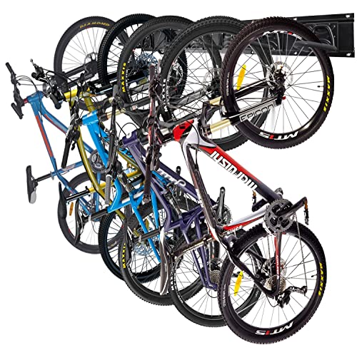 HORUSDY Bike Storage Rack, 6 Bike Racks and 6 Helmets Hooks, Wall Mounted Bike Storage Rack, Max capacity 600lbs