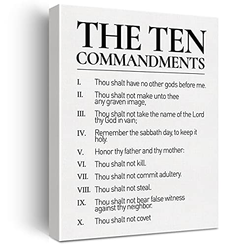 Christian Canvas Wall Art 10 Commandments Canvas Print Positive Scripture Canvas Painting Home Bedroom Wall Decor Framed Gift 12x15 Inch