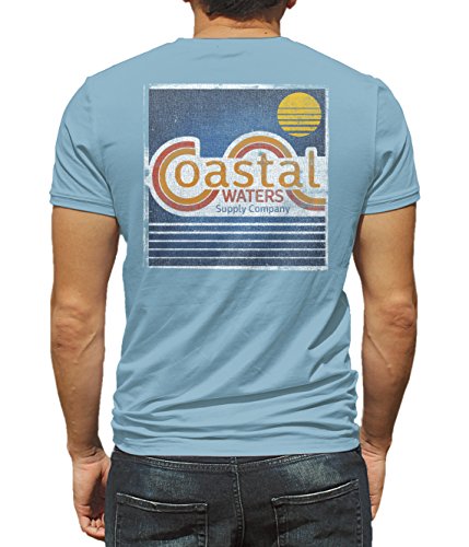Coastal Waters Short Sleeve T-Shirt | 100% Soft & Comfortable Cotton Unisex Pocket Tee (Dusk Blue, Medium)