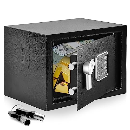 Digital Safe & Lock Box - Safety Box for Cabinets, Home, Office, or Hotels - Ideal for Money, Cash, Jewelry & Documents - Steel Alloy - ‎12.2' x 7.8 - Includes 2 Keys