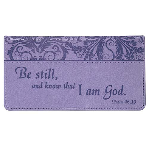 Christian Art Gifts Purple Faux Leather Checkbook Cover for Women with Inspirational Scripture