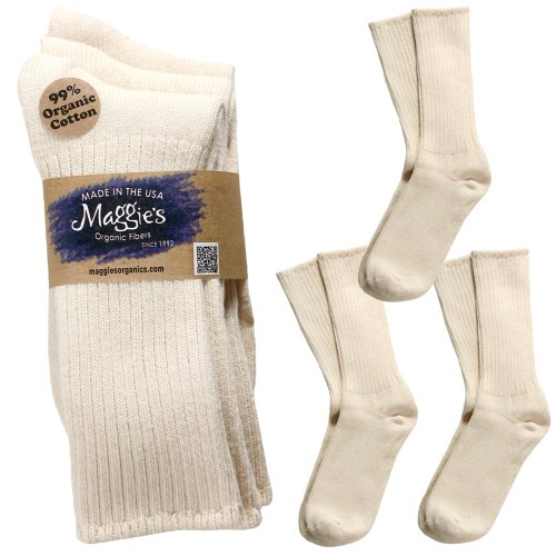 Maggie's Organics Cotton Tri-pack Cushion Crew Socks