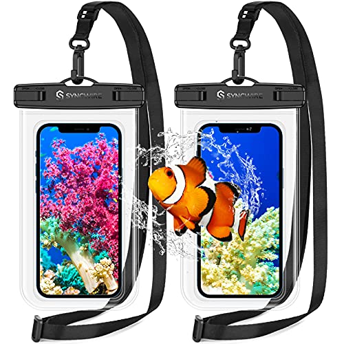 Syncwire Waterproof Smartphone Pouch – Pack of 2 Waterproof Phone Case IPX8 Touch Sensitive Portable Waterproof Pouch for iPhone 13 Pro Max 12 Mini 11 XR 8 Plus 7 SE 2020, Huawei Sumsung etc.