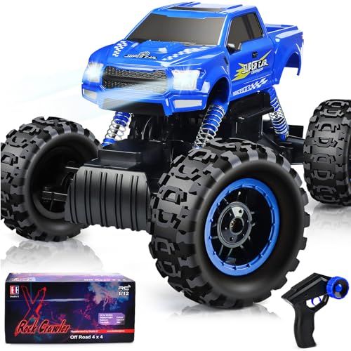 DOUBLE E RC Cars Remote Control Car 1:12 Off Road Monster Truck for Boy Gifts,2.4Ghz All Terrain Hobby Car,4WD Dual Motors LED Headlight Rock Crawler