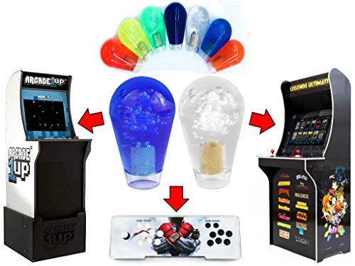 Alvatron Set of 2 Transparent Joystick Bat Top Handles Clear Oval Translucent Ball Tops for Arcade1up, Atgames Legends Ultimate Arcade, Pandora's Box, Mame, Seimitsu, Zippy, JLF Sanwa (Blue/Clear)