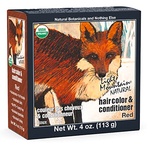 Light Mountain Henna Hair Color & Conditioner - Red Hair Dye for Men/Women, Organic Henna Leaf Powder and Botanicals, Chemical-Free, Semi-Permanent Hair Color, 4 Oz