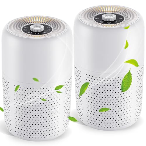 2 Pack TPLMB Air Purifiers for Bedroom,H13 HEPA Filters,Fragrance Sponge for Better Sleep,Portable Air Purifier with Nightlight Speed Control,For Home Living Room,24dB Filtration System,P60 (2, White)