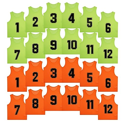 MTTYYD Nylon Mesh Scrimmage Training Team Practice Vests Pinnies for Adult Youth Soccer Bibs Numbered Practice Jerseys L-Neon Green,Orange