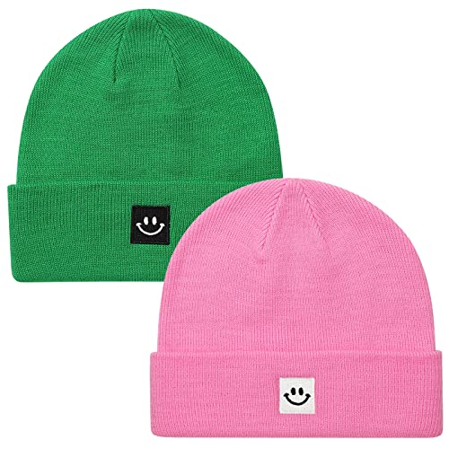 Paladoo Knit Beanie Hat Pink/Kelly Green 2Pack