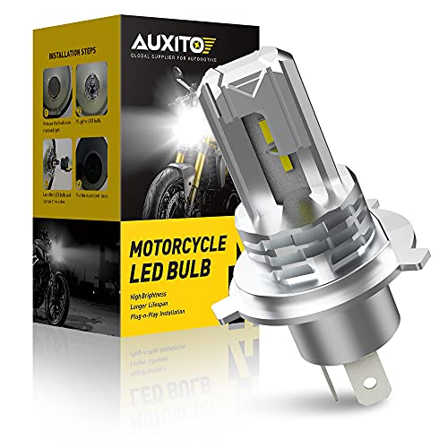 AUXITO H4 LED Light Bulb Motorcycle, 9003 HB2 LED Light 3000LM 6000K Cool White 1860 CSP LED Chips, Pack of 1