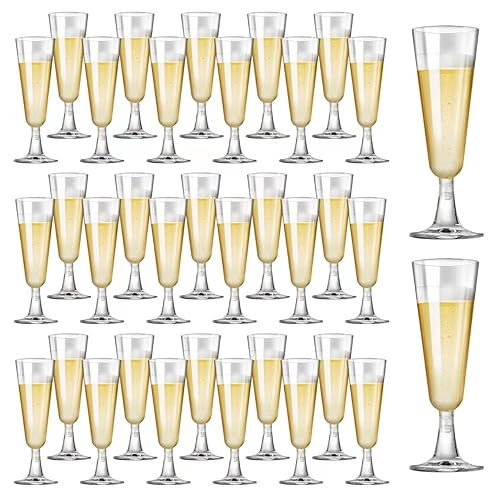 SUREHOME Plastic Champagne Flutes 40 Pack Disposable Champagne Glasses 5.5 Oz Clear Plastic Mimosa Glasses Acrylic Wedding Toasting Glasses for New Year 2024 Christmas Party Cocktail Cups Bulk