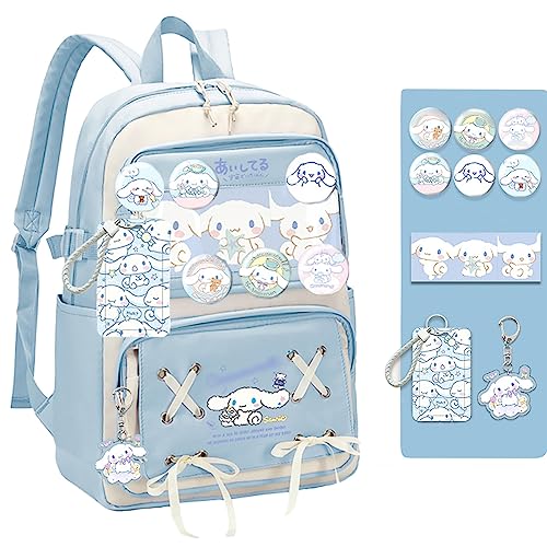 ALORVE Backpack Cute Anime Student Schoolbag Cartoon Casual Travel Bag for Boys and Girls School Season Gifts (Blue)