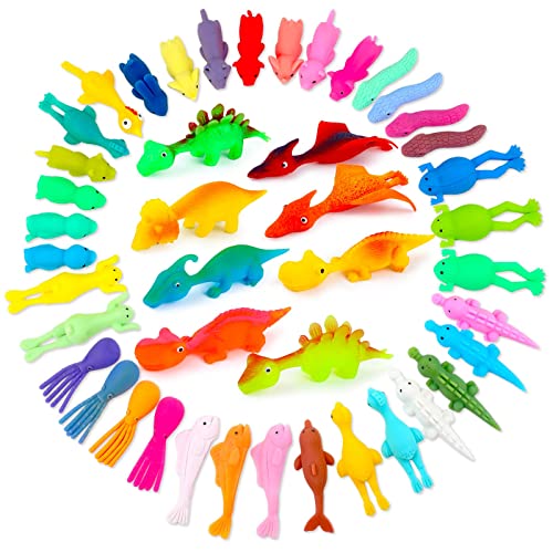 40 Pcs Finger Slingshot Animal Toys Animal Slingshots Catapult Toys Slingshot Chicken Slingshot Dinosaur Finger Toys Funny Flicking Chicken Toy Flying Turkey Flingers for Flying Games and Party Favors