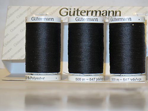 Sew-All, All PurposeThread 547 Yards-Black GUTERMANN Thread 3 Pack (Black)