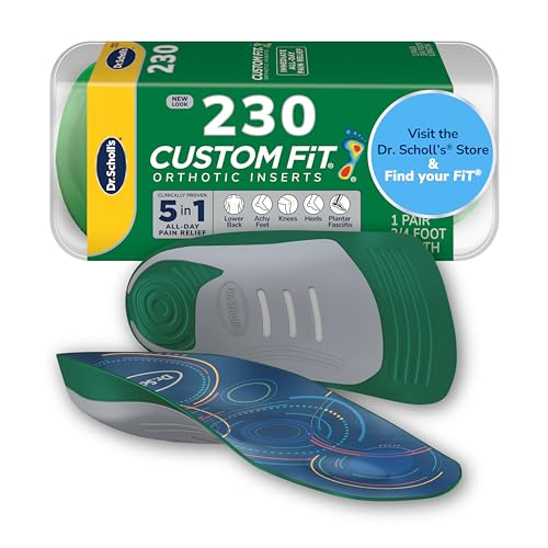 Dr. Scholl’s Custom Fit Orthotics 3/4 Length Inserts, CF 230, Customized for Your Foot & Arch, Immediate All-Day Pain Relief, Lower Back, Knee, Plantar Fascia, Heel, Insoles Fit Men & Womens Shoes