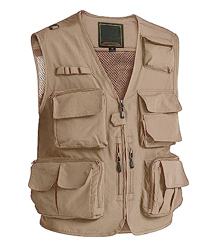 MAGCOMSEN Outerwear Vest for Men Tactical Vest Mesh Breathable Fishing Vest for Men Work Vest Pockets Utility Vest with Tool Pockets