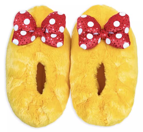 Disney Women's Minnie Mouse Plush Slippers, Yellow, Small