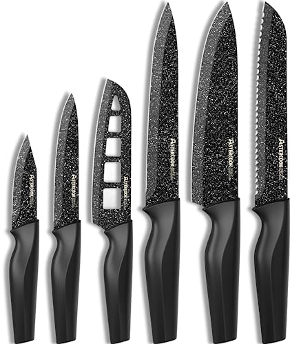Knife Set, 6 Piece Kitchen Knife Set, High Carbon German Stainless Steel Knives Set, Non-stick Coating, Ultra Sharp, Dishwasher Safe