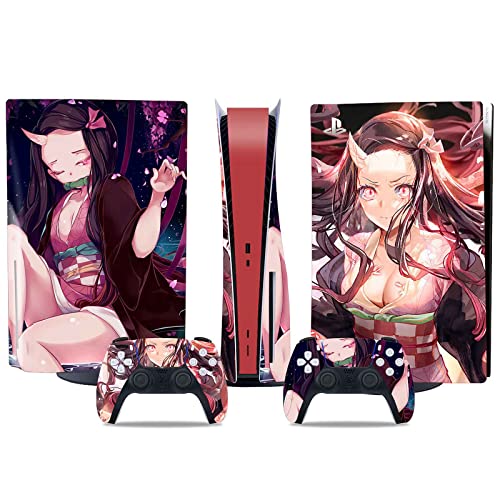TANOKAY PS5 Console Skin and Controller Skin Set | Anime Nezuko Kamado | Matte Finish Vinyl Wrap Sticker Full Decal Skins | Compatible with Sony Playstation 5 Disc Version