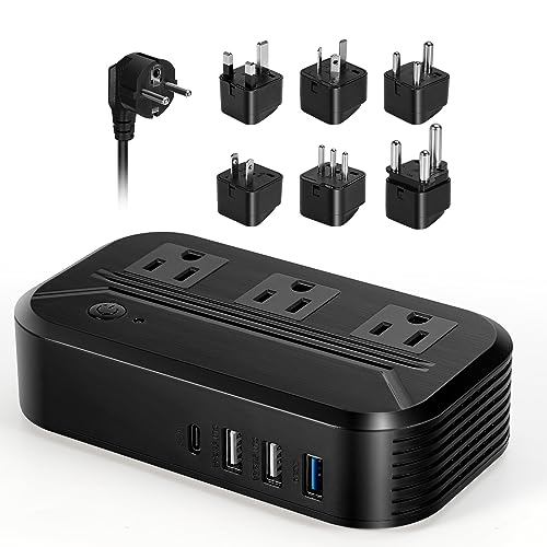 Voltage Converter 2300W International Power Converter Step Down 220v/240v to 110v/120v Travel Adapter Transformer w/ 4 USB 3 AC Outlets 7 Worldwide Plug Adapters EU/US/AU/IT/UK/India/South Africa