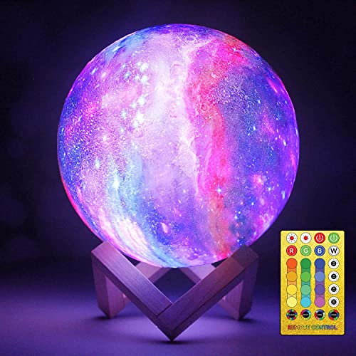 NSL Lighting Moon Lamp Galaxy Lamp 5.9 inch 16 Colors LED 3D Moon Light, Remote & Touch Control Lava Lamp Moon Night Light Gifts for Girls Boys Kids Women Birthday