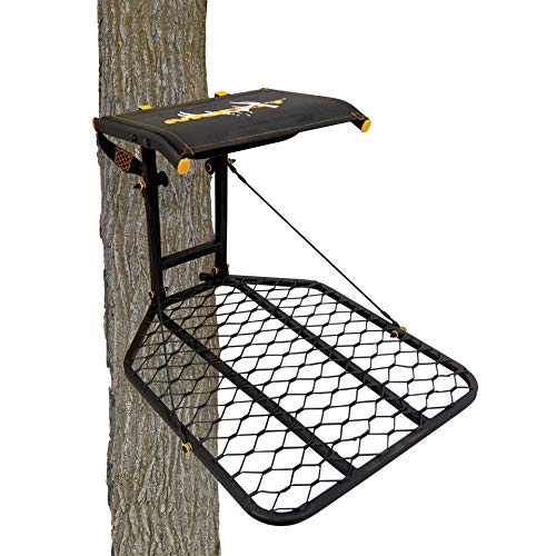 Muddy The Boss Hang-On Treestand- Silent Straps, Flex-Tek Comfort Seating, Extra Wide Platform, Black (MUD-MFP1080)