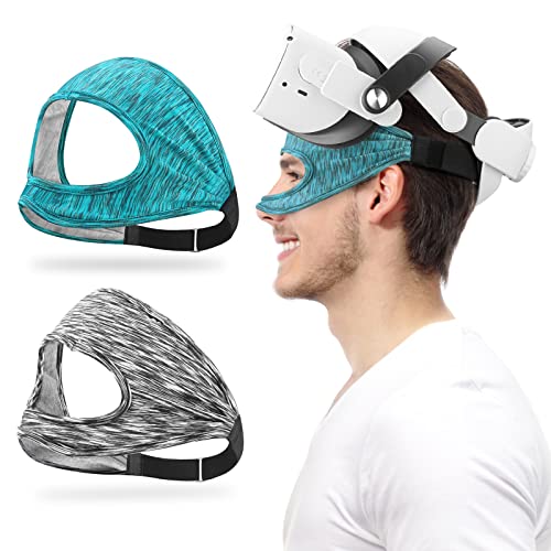 Eyglo VR Eye Cover Sweat Guard for Meta Oculus Quest 2/1/Go,PS VR,Oculus Quest 2 Sweat Absorber Moisture Wicking Athletic Cotton Sweat Bands for VR Game Play,Workout(2 Pack)