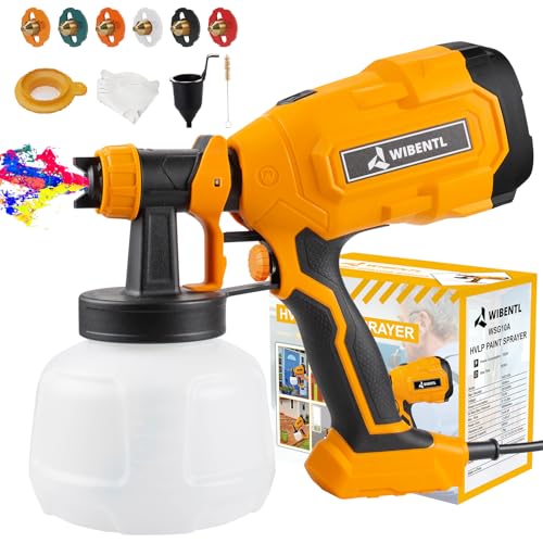 WIBENTL Paint Sprayer, 700W High Power HVLP Paint Gun with 6 Copper Nozzles and 3 Patterns, Easy to Clean, for Furniture, Fences, Walls, Decks, Doors, Crafts, Garden Chairs etc. WSG10A