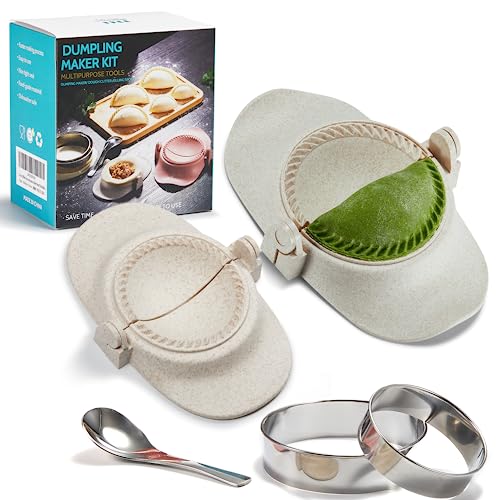 MUMSUNG 6 Inch Empanada Maker Press, Extra Large Dumpling Maker Set with Dough Cutter, Dumpling Mold Set for Pierogi, Pastelitos, Calzone, Turnovers, Chinese Dumpling-2Sizes XL/6'+L/4'