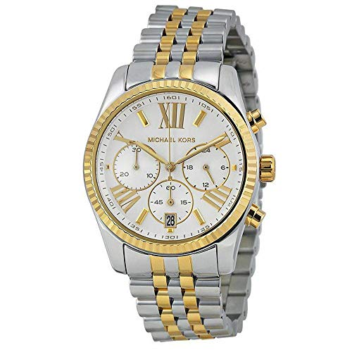 Michael Kors Lexington Chronograph Mother of Pearl Two-Tone Ladies Watch MK5955