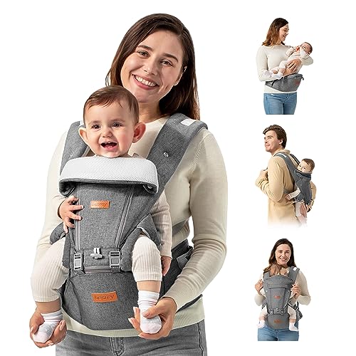 besrey Baby Carrier with Hip Seat Newborn to Toddler, Infant Carrier, Kangaroo Carrier, Baby Body Holder with Back Support, Front Facing Chest Carriers for Men,Backpack Carrier Plus Size Mom Dad