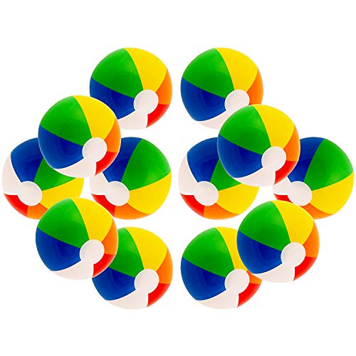 16' Rainbow Color Party Pack Inflatable Beach Balls - Beach Pool Party Toys (12 Pack)