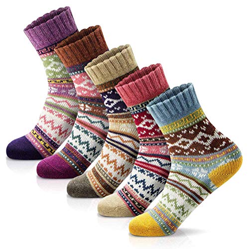 FYC Women Socks Winter - Gifts for Women - Warm Thick Soft Wool Socks Christmas Gifts Socks Cozy Crew Socks, multicolor, One Size