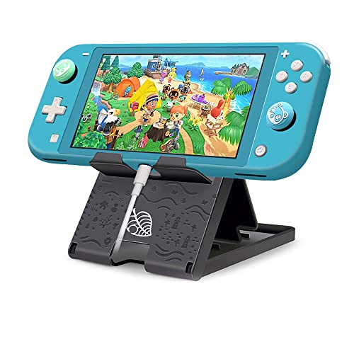 Busjoy Stand for Nintendo Switch, Steam Deck, Switch OLED, Switch Lite, Animal Crossing Angle Adjustable Holder, Portable Foldable Non-Slip Bracket-Black