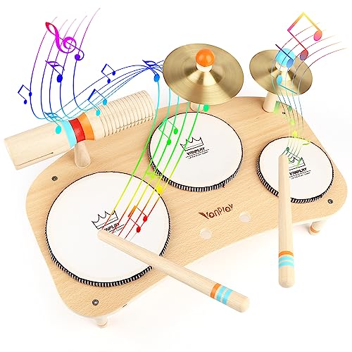Kids Drum Set for Toddlers 1-3, All in One Musical Instruments - Wooden Musical Toys - Montessori Sensory Toys for 1 Year Old - Birthday Gifts for Girls Boys