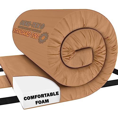 Cot Mattress Pad for Camping - Roll Up Mattress for Camp - Waterproof Roll Away Bed for Sleepover, Sleeping Mat, Cot Mattress Pad, Heavy Duty Travel Cot Pad Bed Roll