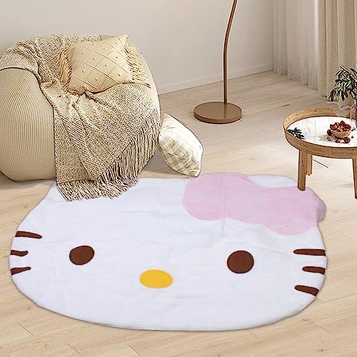 SUIZANY Cartoon Area Rug,Cute Kawaii Bedroom Decorative Round Rug Carpet, Super Soft Hello Kittie Rugs for Girls Bedroom Decor