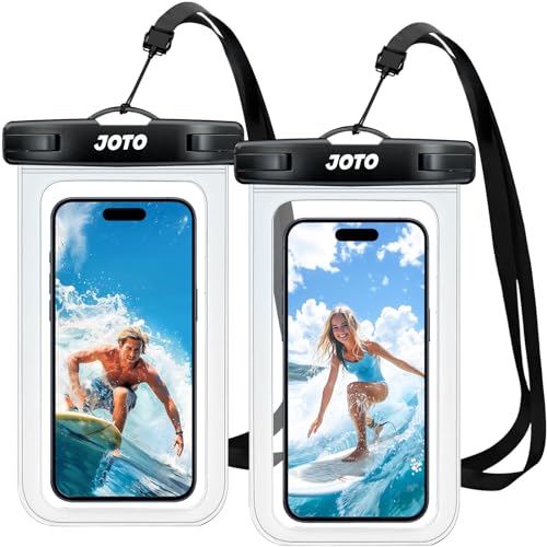 JOTO IPX8 Waterproof Phone Pouch Case, Underwater Dry Bag for Phone Protector for iPhone 15 14 13 12 11 Pro Max, Galaxy S24 S23 S22 Ultra Pixel to 7' Cruise Vacation Essential -2 Pack, Clear