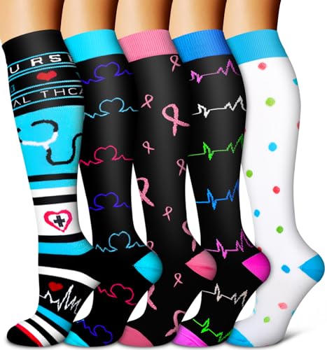 BLUEENJOY Copper Compression Socks for Women & Men (6 pairs) - Best Support for Nurses, Running, Hiking, Recovery