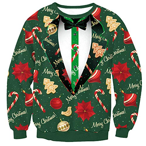 Arvilhill Christmas Mens Ugly 3D Printed Party Holiday Sweatshirt Funny Xmas Long Sleeve Sweater Candy Tree XL