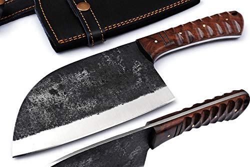 Handmade Forging Serbian Chef Knife Kitchen Chef Knives 100% Prime Quality Full Tang High Carbon Cald Steel Butcher Cleaver Handle with Walnut Wood, 11.6' Knife