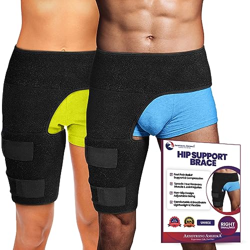 Hip Brace Thigh Compression Sleeve – Hamstring Compression Sleeve & Groin Compression Wrap for Hip Pain Relief. Support for Hip Replacements, Sciatica, Quad Muscle Strains - Small Right