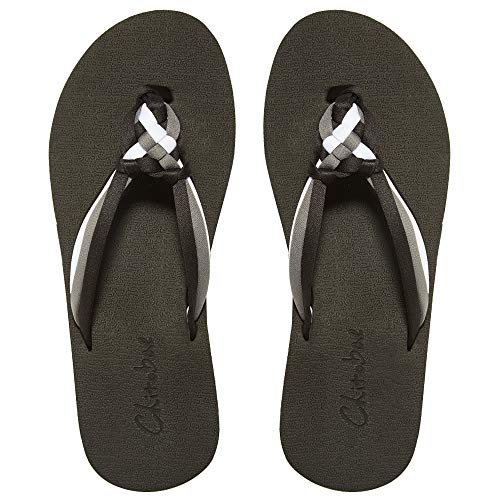 Women's Casual Hand-woven Arch Support Thong Flip Flops Ladies Soft Lightweight Comfortable Non-Slip Sandals Black White Grey 9(B) MS