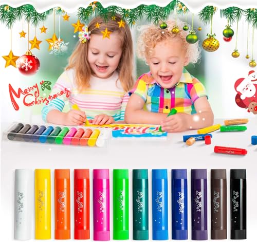 MayMoi Tempera Paint Sticks, Non-Toxic, Quick Drying, No Mess & Washable Paint Sticks for Kids (12 Bright Colors)
