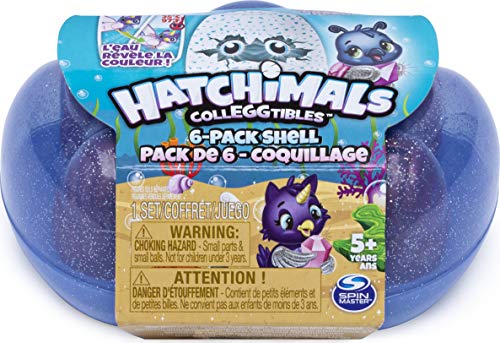 Hatchimals CollEGGtibles, Mermal Magic 6 Pack Shell Carrying Case with Season 5 CollEGGtibles, for Kids Aged 5 and Up (Color May Vary)