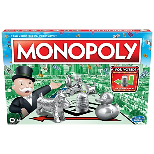 Monopoly Game, Family Board Games for 2 to 6 Players, Board Games for Kids Ages 8 and Up, includes 8 Tokens (Token Vote Edition)